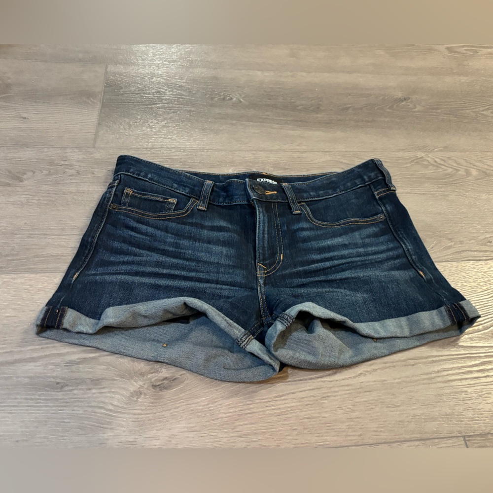 Express - Dark Blue Denim Shorts - Sortie Low Rise - Ultimate Stretch - Size 2 - Picture 14 of 14